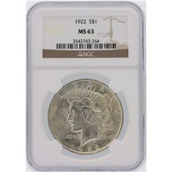 1922 NGC MS63 Peace Silver Dollar