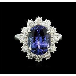 14KT White Gold 5.33ct Tanzanite and Diamond Ring