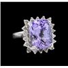 Image 1 : 7.26ct Tanzanite and Diamond Ring - 14KT White Gold