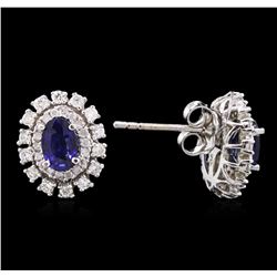 14KT White Gold 1.04ctw Sapphire and Diamond Earrings