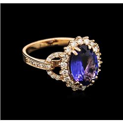 2.92ct Tanzanite and Diamond Ring - 14KT Rose Gold