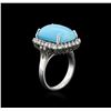 Image 3 : 14KT White Gold 8.79ct Turquoise and Diamond Ring