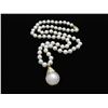 Image 2 : Pearl and Diamond Necklace - 14KT Yellow Gold