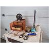 Image 1 : Assortment of Jewelry box with Jewelry, Alarm Clock, Thermometers, Flashlights