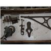 Image 1 : Cast Iron Barn Door Rollers, Vise, Hand Stone Sign Holder