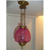 Image 1 : Cranberry Glass Hanging Hall Lamp