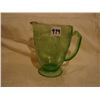 Image 1 : Green Depression Glass, Florentine Poppy Pattern Water Pitcher and Green Dpression Glass Bowl
