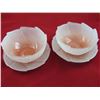 Image 1 : Pink Glass Flower Shaped Bowls w/ Underplates pr