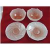 Image 2 : Pink Glass Flower Shaped Bowls w/ Underplates pr