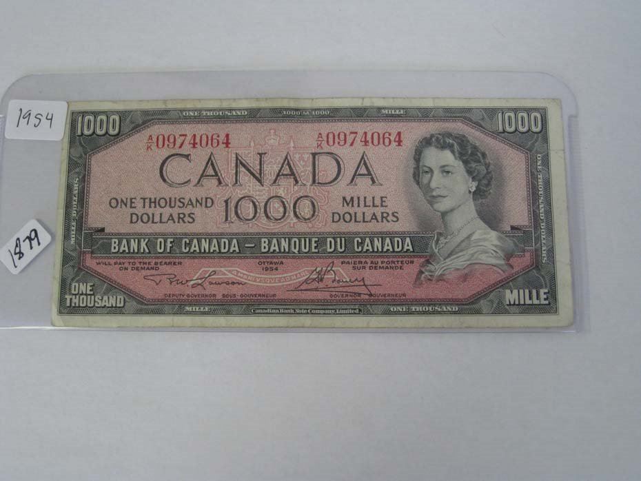 1000 00 Note 1954 $1000.00 Dollar Bill Cdn - Bodnarus Auctioneering