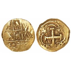 Bogota, Colombia, cob 2 escudos, Philip V, assayer not visible (1730s), castles and lions in proper