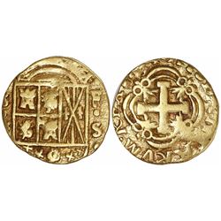 Bogota, Colombia, cob 2 escudos, 1754S, mintmark FS to right.
