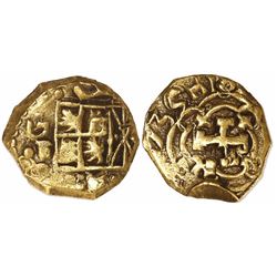 Bogota, Colombia, cob 1 escudo, (1)735, assayer not visible (M), mintmark F to left.