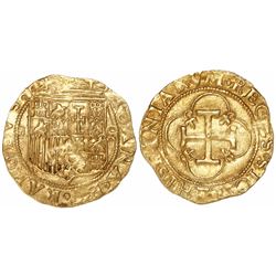 Seville, Spain, 1 escudo, Charles-Joanna, assayer Gothic D to left, mintmark S to right.