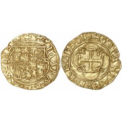 Seville, Spain, 1 escudo, Charles-Joanna, assayer Gothic D to left, mintmark S to right.