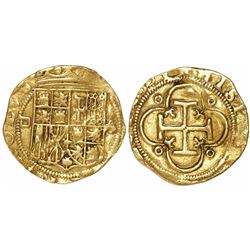 Seville, Spain, 1 escudo, Charles-Joanna, assayer Gothic D to left, mintmark S to right.