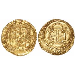 Seville, Spain, 1 escudo, Charles-Joanna, assayer Gothic D to left, mintmark S to right.