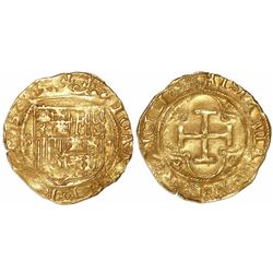 Seville, Spain, 1 escudo, Charles-Joanna, assayer * to right, mintmark S to left.