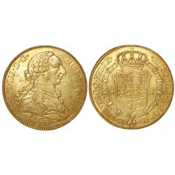 Seville, Spain, bust 8 escudos, Charles III, 1773CF.