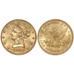 USA (Philadelphia mint), $10 Coronet Liberty, 1849, from the SS Republic (1865), encapsulated NGC MS