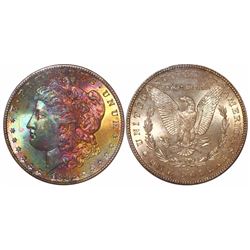 USA (San Francisco mint), $1 Morgan, 1882-S, encapsulated PCGS MS65 with CAC sticker.