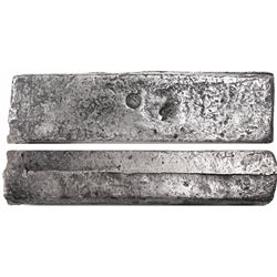 Neatly formed silver ingot, 1957 grams, about 98.5% fine, with stamps of the Zeeland chamber of the