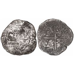 Potosi, Bolivia, cob 8 reales, Philip III, assayer R (curved leg).