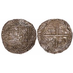 Potosi, Bolivia, cob 8 reales, Philip III, assayer Q, Grade 1, with tag but certificate missing.