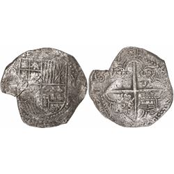 Potosi, Bolivia, cob 8 reales, 16(1)7M, Grade 1.