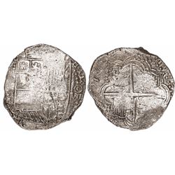 Potosi, Bolivia, cob 8 reales, 1617(M), date at 7 o'clock, Grade 3.