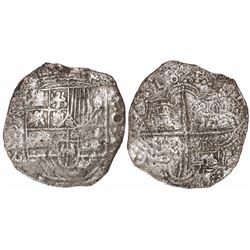 Potosi, Bolivia, cob 8 reales, 1618PAL (rare), Grade 3.