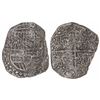 Image 1 : Potosi, Bolivia, cob 8 reales, (16)20T, upper half of shield transposed, Grade 3.