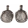 Image 1 : Potosi, Bolivia, cob 8 reales, Philip III, assayer T, Grade 3, mounted in silver pendant-bezel, with