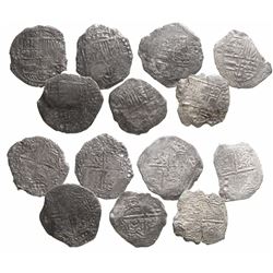 Lot of 7 Potosi, Bolivia, cob 8 reales, Philip III, various assayers (where visible), Grade 3.