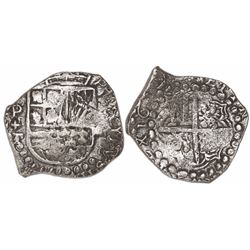 Potosi, Bolivia, cob 4 reales, 1619T (rare in this denomination), Grade-1 quality but Grade 3 on the