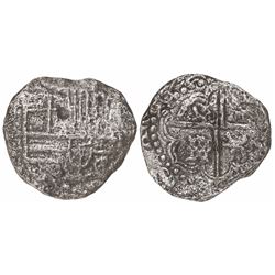 Potosi, Bolivia, cob 4 reales, 162(?)T, quadrants of cross transposed, Grade 3.