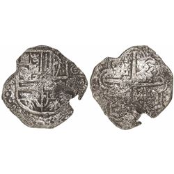 Potosi, Bolivia, cob 4 reales, Philip III, assayer T, Grade 1.