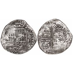 Potosi, Bolivia, cob 4 reales, Philip III, assayer not visible, Grade 1, with original tag but certi