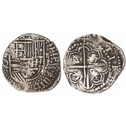 Potosi, Bolivia, cob 2 reales, Philip III, assayer Q, ex-Research Collection, Plate Coin #183.