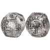 Image 1 : Potosi, Bolivia, cob 8 reales, 1651E, with crowned-L countermark on cross.