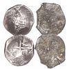 Image 1 : Lot of 2 Mexico City, Mexico, cob 4 reales, Philip IV, assayers not visible.