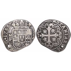 Mexico City, Mexico, klippe 4 reales, 1733MF.