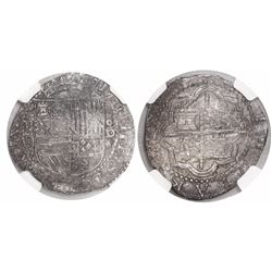 Lima, Peru, cob 2 reales, Philip II, assayer Diego de la Torre, P-ii to left, oD-* to right, encapsu