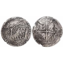 Lima, Peru, cob 8 reales, "Star of Lima" type, 1660V (Series III), encapsulated NGC VF 25, very rare