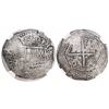 Image 1 : Potosi, Bolivia, cob 8 reales, 16(51-2)E, with crowned-(?) countermark on cross side, encapsulated N