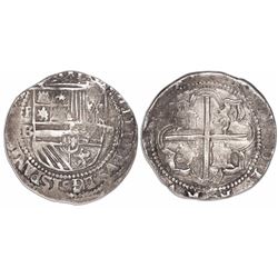 Potosi, Bolivia, cob 4 reales, Philip II, assayer B (1st period), no H in HISPANIARVM.