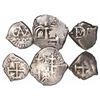 Image 1 : Lot of 3 Potosi, Bolivia, cob minors: 1R 1715Y; 1/2R 1700; and 1/2R Ferdinand VI (date not visible).