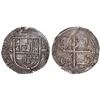 Image 1 : Seville, Spain, cob 4 reales, Philip II, assayer Gothic D at 4 o'clock outside tressure on reverse.