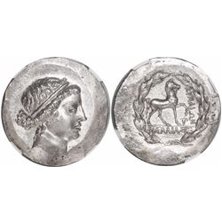 Aeolis, Cyme, AR tetradrachm, mid-2nd century BC, encapsulated NGC MS, strike 5/5, surface 3/5.