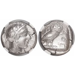 Attica, Athens, AR tetradrachm, ca. 440-404 BC, encapsulated NGC AU, strike 5/5, surface 4/5.